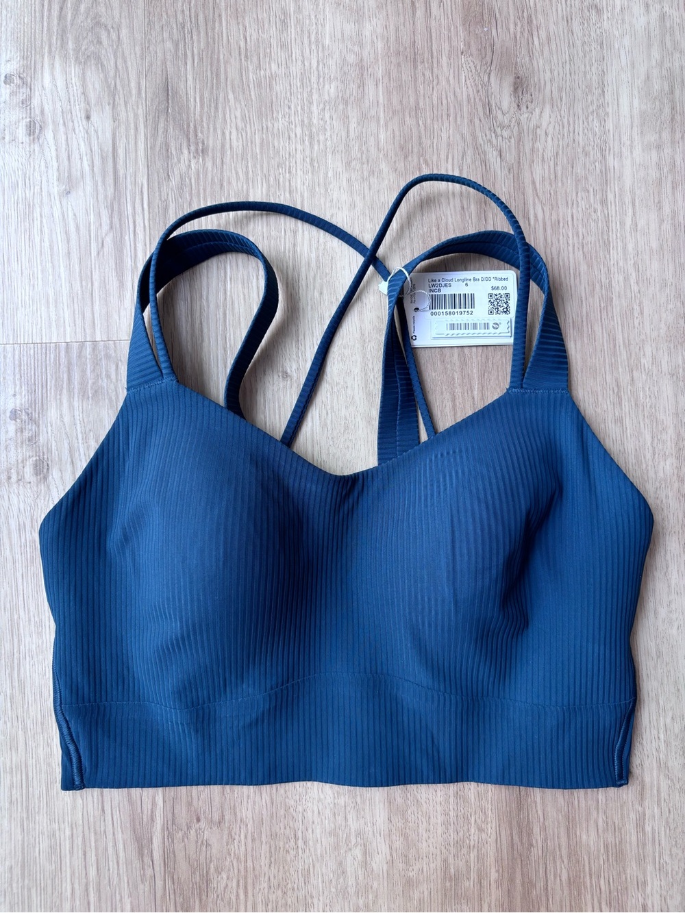 NWT Lululemon Like a Cloud Longline Ribbed Bra Sz 6 Indochine Blue D/DD W2D03